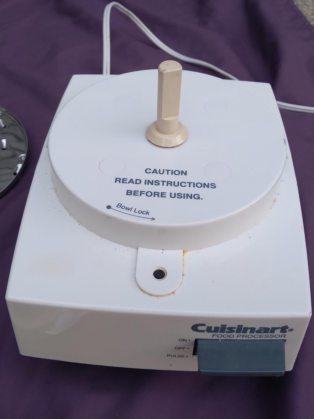 Cuisinart White Food Processor Base with Beige Spindle